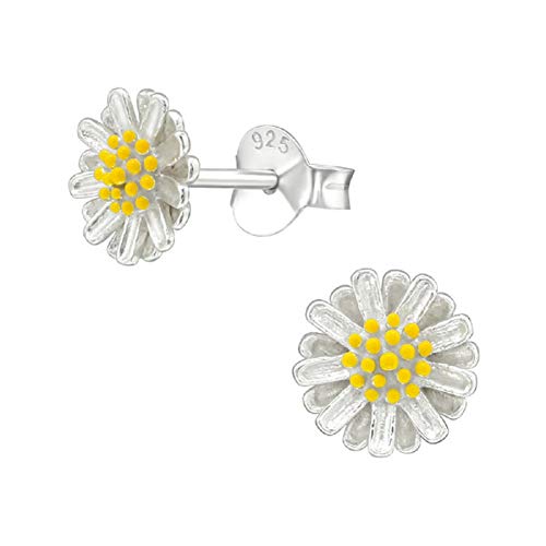 Laimons Mädchen Kids Kinder-Ohrstecker Ohrringe Kinderschmuck Gänseblume Blume Blüte glanz gelb 7mm aus Sterling Silber 925 von Laimons