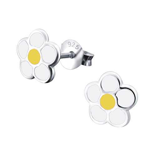 Laimons Mädchen Kids Kinder-Ohrstecker Ohrringe Kinderschmuck Gänseblume Blume Blüte weiß gelb 6mm aus Sterling Silber 925 von Laimons