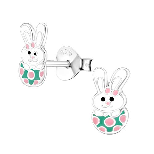 Laimons Mädchen Kids Kinder-Ohrstecker Ohrringe Kinderschmuck Hase 9 x 6mm Weiß, Pink, Türkis Sterling Silber 925 von Laimons