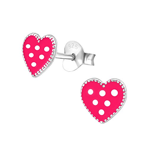 Laimons Mädchen Kids Kinder-Ohrstecker Ohrringe Kinderschmuck Herz Pink, Weiß Sterling Silber 925 von Laimons