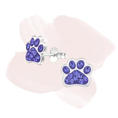 Laimons Mädchen-Ohrstecker Ohrringe Kinderschmuck Hundepfote Pfote mit Glitzer aus Sterling Silber 925 (Lila) von Laimons