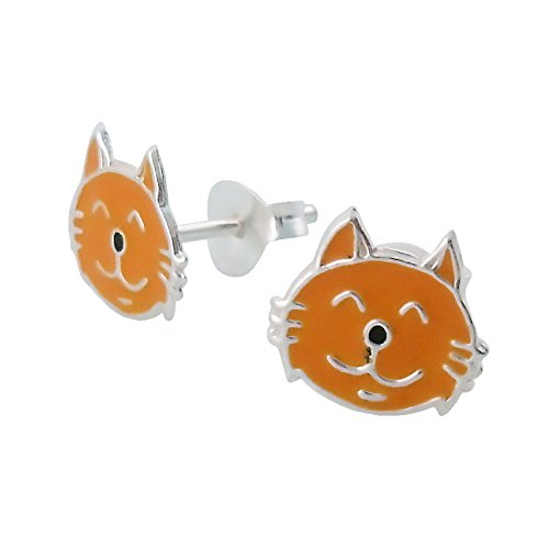 Laimons Mädchen Kids Kinder-Ohrstecker Ohrringe Kinderschmuck Katze Kätzchen Mieze süß rot braun aus Sterling Silber 925 von Laimons