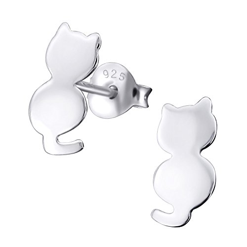 Laimons Mädchen Kids Kinder-Ohrstecker Ohrringe Kinderschmuck Katze Mieze Kitten glanz flach aus Sterling Silber 925 von Laimons