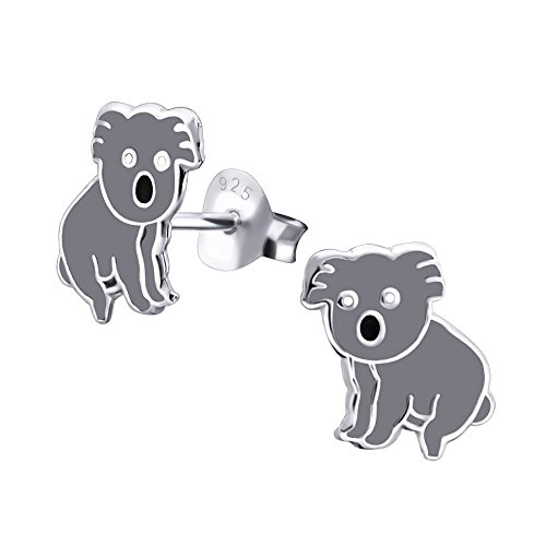 Laimons Mädchen Kids Kinder-Ohrstecker Ohrringe Kinderschmuck Koala Koalabär Tier grau aus Sterling Silber 925 von Laimons