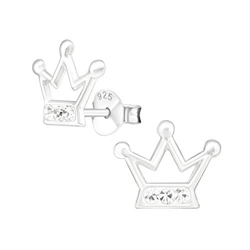 Laimons Mädchen Kids Kinder-Ohrstecker Ohrringe Kinderschmuck Krone Krönchen prinzessin krone mit Glitzer weiß aus Sterling Silber 925 von Laimons