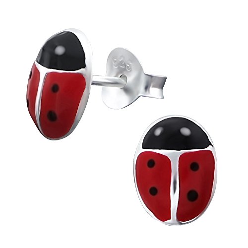 Laimons Mädchen Kids Kinder-Ohrstecker Ohrringe Kinderschmuck Marienkäfer Käfer Glücksbringer rot schwarz aus Sterling Silber 925 von Laimons