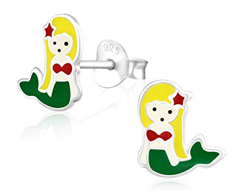 Laimons Mädchen Kids Kinder-Ohrstecker Ohrringe Kinderschmuck Meerjungfrau Grün Gelb 10mm aus Sterling Silber 925 von Laimons