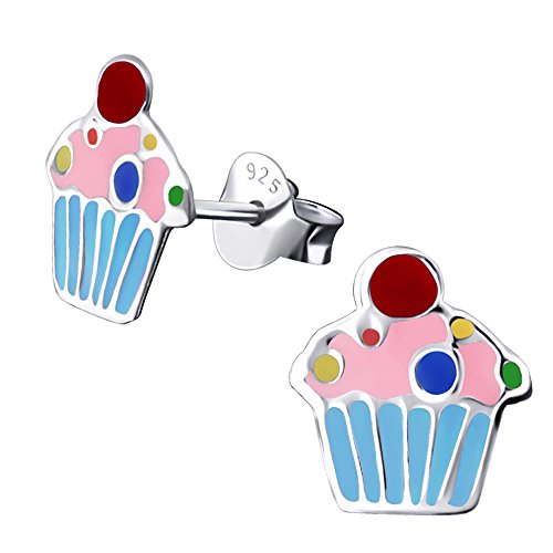 Laimons Mädchen Kids Kinder-Ohrstecker Ohrringe Kinderschmuck Muffin Kuchen Cupcake Gebäck blau rosa rot aus Sterling Silber 925 von Laimons