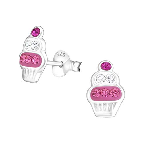 Laimons Mädchen Kids Kinder-Ohrstecker Ohrringe Kinderschmuck Muffin Kuchen Cupcake Gebäck pink weiß aus Sterling Silber 925 von Laimons