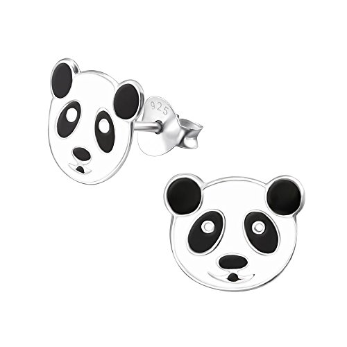 Laimons Mädchen Kids Kinder-Ohrstecker Ohrringe Kinderschmuck Pandabär panda Bär schwarz weiß aus Sterling Silber 925 von Laimons