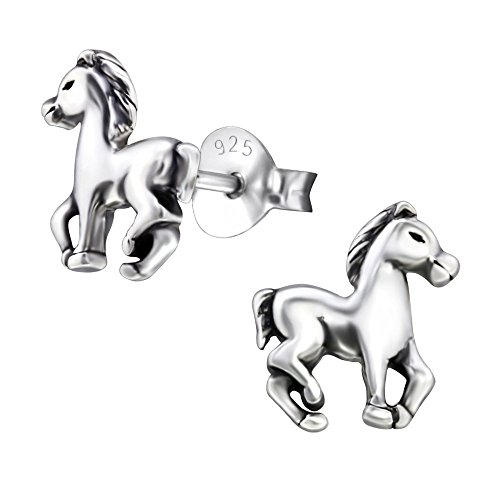 Laimons Mädchen Kids Kinder-Ohrstecker Ohrringe Kinderschmuck Pferd Pony Fohlen oxidiert aus Sterling Silber 925 von Laimons