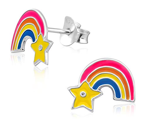 Laimons Mädchen Kids Kinder-Ohrstecker Ohrringe Kinderschmuck Regenbogen Lichtband blau gelb orange rosa aus Sterling Silber 925 von Laimons