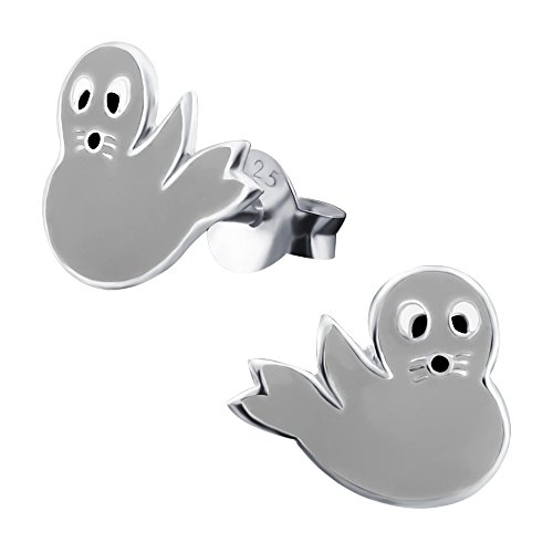 Laimons Mädchen Kids Kinder-Ohrstecker Ohrringe Kinderschmuck Robbe Raubtier grau aus Sterling Silber 925 von Laimons