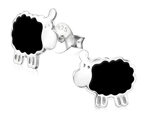 Laimons Mädchen Kids Kinder-Ohrstecker Ohrringe Kinderschmuck Schaf Lamm Tier schwarz aus Sterling Silber 925 von Laimons