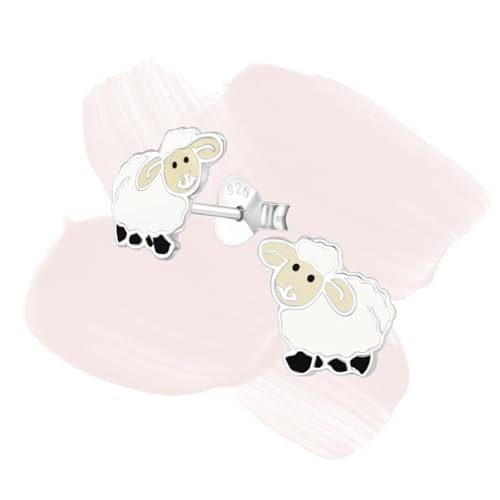 Laimons Mädchen Kids Kinder-Ohrstecker Ohrringe Kinderschmuck Schaf Schäfchen Tier Weiß Schwarz aus Sterling Silber 925 von Laimons