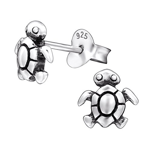 Laimons Mädchen Kids Kinder-Ohrstecker Ohrringe Kinderschmuck Schildkröte Tier oxidiert aus Sterling Silber 925 von Laimons