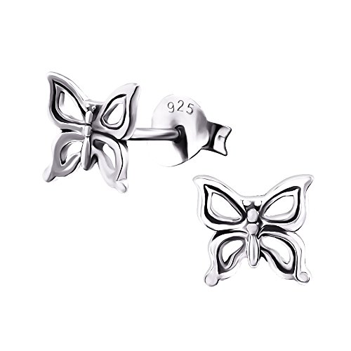 Laimons Mädchen Kids Kinder-Ohrstecker Ohrringe Kinderschmuck Schmetterling Natur oxidiert aus Sterling Silber 925 von Laimons
