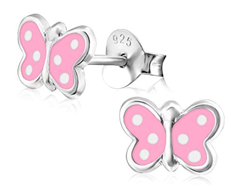 Laimons Mädchen Kids Kinder-Ohrstecker Ohrringe Kinderschmuck Schmetterling Süß Rosa Weiß aus Sterling Silber 925 von Laimons