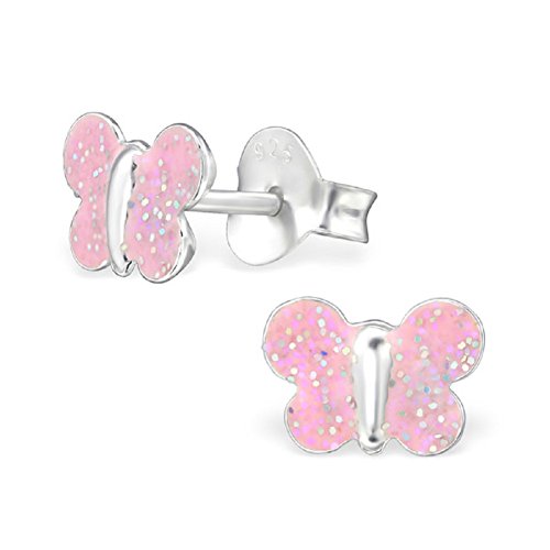 Laimons Mädchen Kids Kinder-Ohrstecker Ohrringe Kinderschmuck Schmetterling Weiß Pink aus Sterling Silber 925 von Laimons