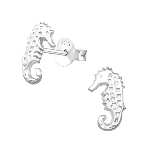 Laimons Mädchen Kids Kinder-Ohrstecker Ohrringe Kinderschmuck Seepferd glanz matt 5 x 9mm Sterling Silber 925 von Laimons