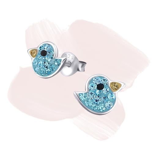 Laimons Mädchen Kids Kinder-Ohrstecker Ohrringe Kinderschmuck Vogel Küken Türkis, Braun Glitzer Sterling Silber 925 von Laimons