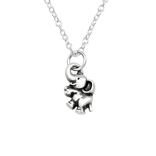 Laimons Mädchen Kinder-Halskette Anhänger Elefant Tier oxidiert 9mm mit Kette 45cm Stärke 1mm Sterling Silber 925 von Laimons