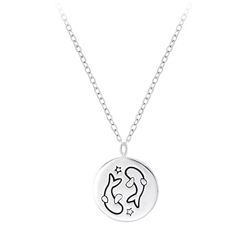 Laimons Mädchen Kinder-Halskette Anhänger Sternzeichen oxidiert 8mm mit Kette 45cm Stärke 1mm Sterling Silber 925 (Fische) von Laimons