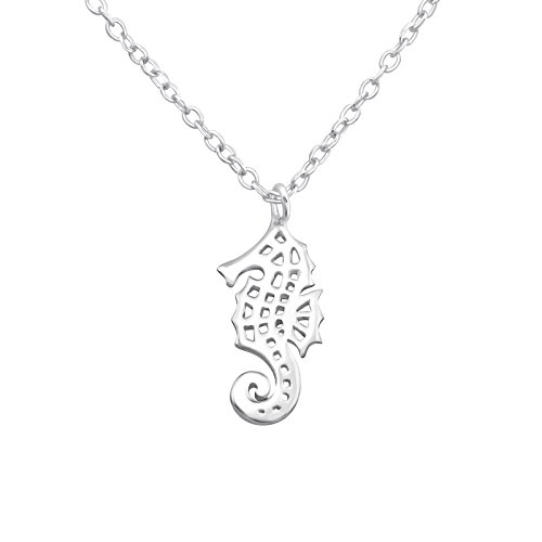 Laimons Mädchen Kinder-Halskette Kinderschmuck Anhänger Seepferd mit Kette 45cm glanz Sterling Silber 925 von Laimons