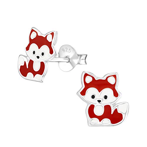 Laimons Mädchen Kids Kinder-Ohrstecker Ohrringe Kinderschmuck Fuchs 8 X 9 mm rot-braun, weiß Sterling Silber 925 von Laimons