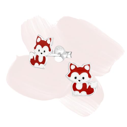 Laimons Mädchen Silberne Fuchs Ohrstecker für Kinder mit Epoxy, 925 Sterling Silber, Hypoallergen, Farbenfroh – Ideal als Geschenk von Laimons