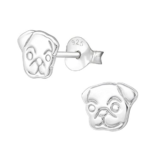 Laimons Mädchen Kids Kinder-Ohrstecker Ohrringe Kinderschmuck Hund Dogge matt glanz Mops 7mm Sterling Silber 925 von Laimons
