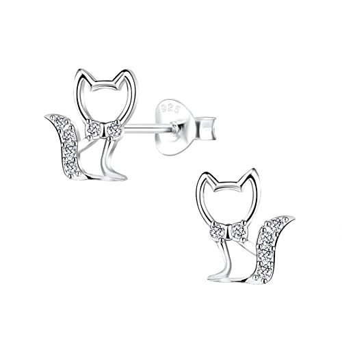 Laimons Mädchen Kinder-Ohrstecker Ohrringe Kinderschmuck Katze mit Zirkonia Sterling Silber 925 von Laimons