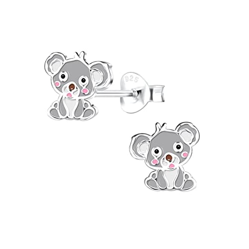 Laimons Mädchen Kinder-Ohrstecker Ohrringe Kinderschmuck Koala Koalabär Bär Kuschelbär 8mm grau aus Sterling Silber 925 von Laimons