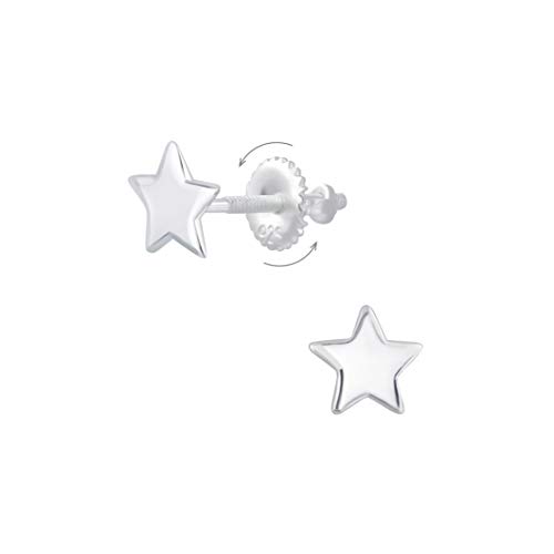 Laimons Mädchen Kinder-Ohrstecker Stern 6mm glanz mit Verschluss zum drehen aus Sterling Silber 925 von Laimons