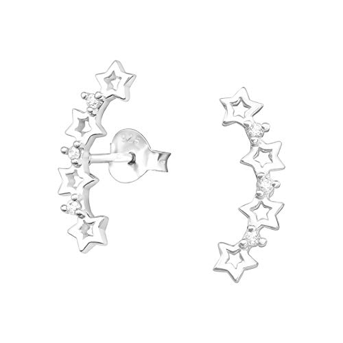 Laimons Mädchen Kinder-Ohrstecker Stern Sternschnuppe Sternenschweif 16x5mm Glanz Sterling Silber 925 von Laimons