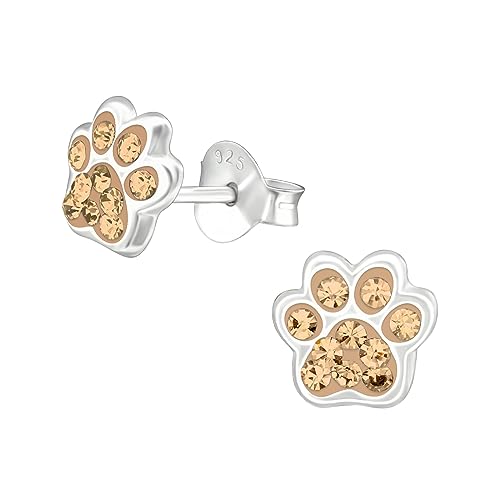 Laimons Mädchen-Ohrstecker Ohrringe Kinderschmuck Hundepfote Pfote mit Glitzer aus Sterling Silber 925 (Champagner) von Laimons