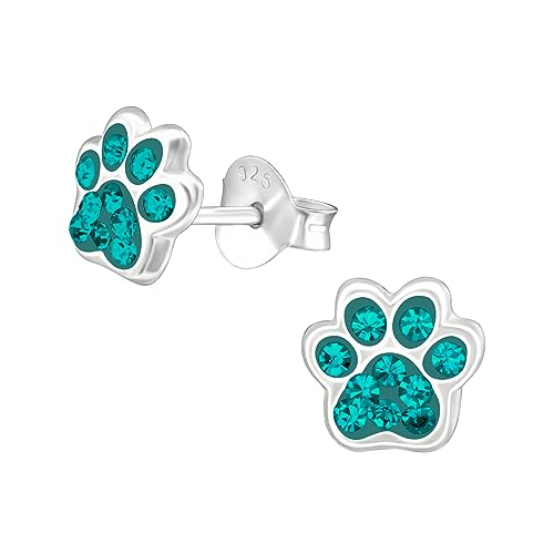 Laimons Mädchen-Ohrstecker Ohrringe Kinderschmuck Hundepfote Pfote mit Glitzer aus Sterling Silber 925 (Mint) von Laimons