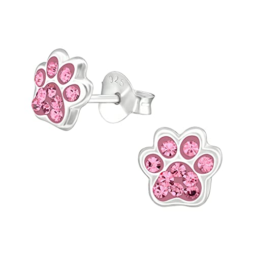 Laimons Mädchen-Ohrstecker Ohrringe Kinderschmuck Hundepfote Pfote mit Glitzer aus Sterling Silber 925 (Rosa) von Laimons