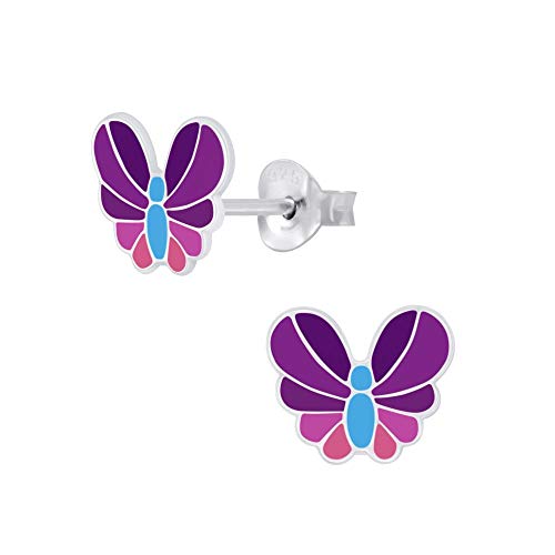 Laimons Mädchen-Ohrstecker Schmetterling Insekt lila aus Sterling Silber 925 von Laimons