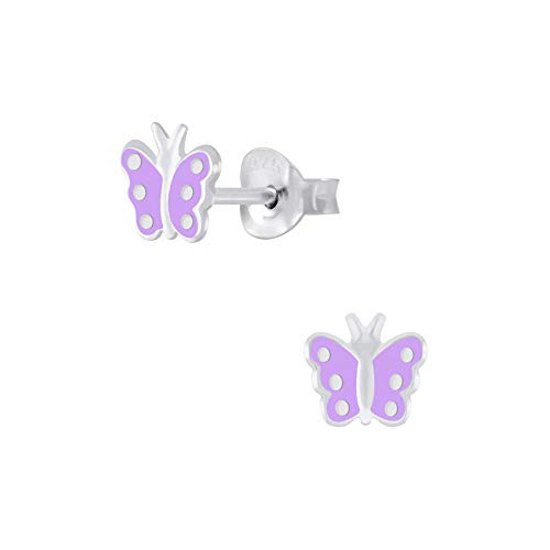Laimons Mädchen-Ohrstecker Schmetterling lila weiß aus Sterling Silber 925 von Laimons