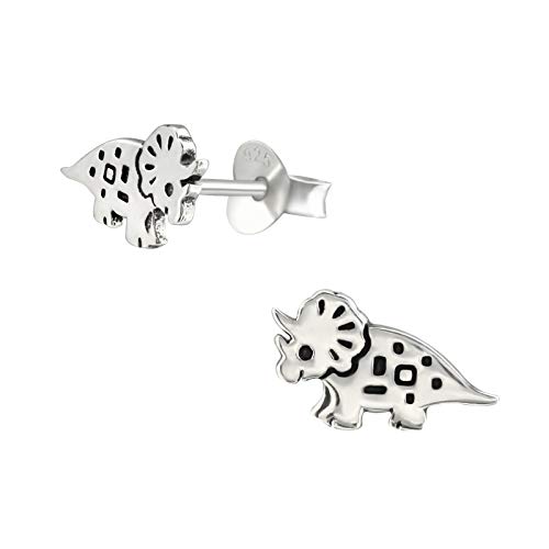 Laimons Mädchen-Ohrstecker Triceratops Dinosaurier Dino oxidiert 10 x 5mm aus Sterling Silber 925 von Laimons