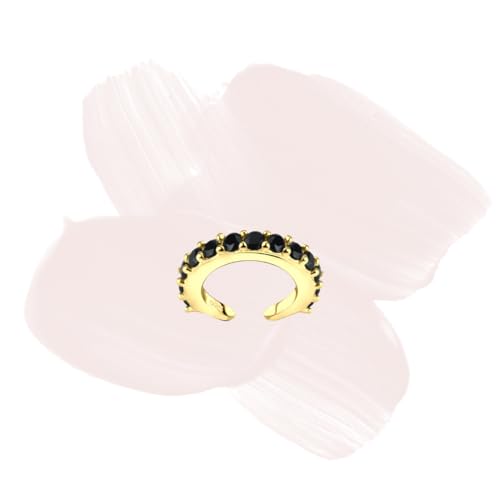 Laimons-Ohrringe Single Earcuff Klemme 15mm mit Zirkonia vergoldet aus Sterling Silber 925 (Schwarz) von Laimons