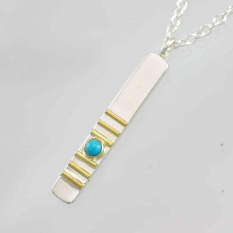 1 Stein Mit 6 Linien Hals 14K | Türkis | 18" von LaineBenthalldesigns