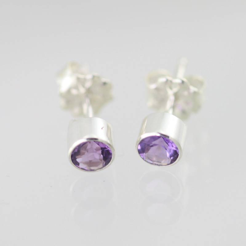 Amethyst Drop Studs, Lrg. in Sterling Silver Amethyst Drop Studs, Lrg. in Sterling Silver von LaineBenthalldesigns