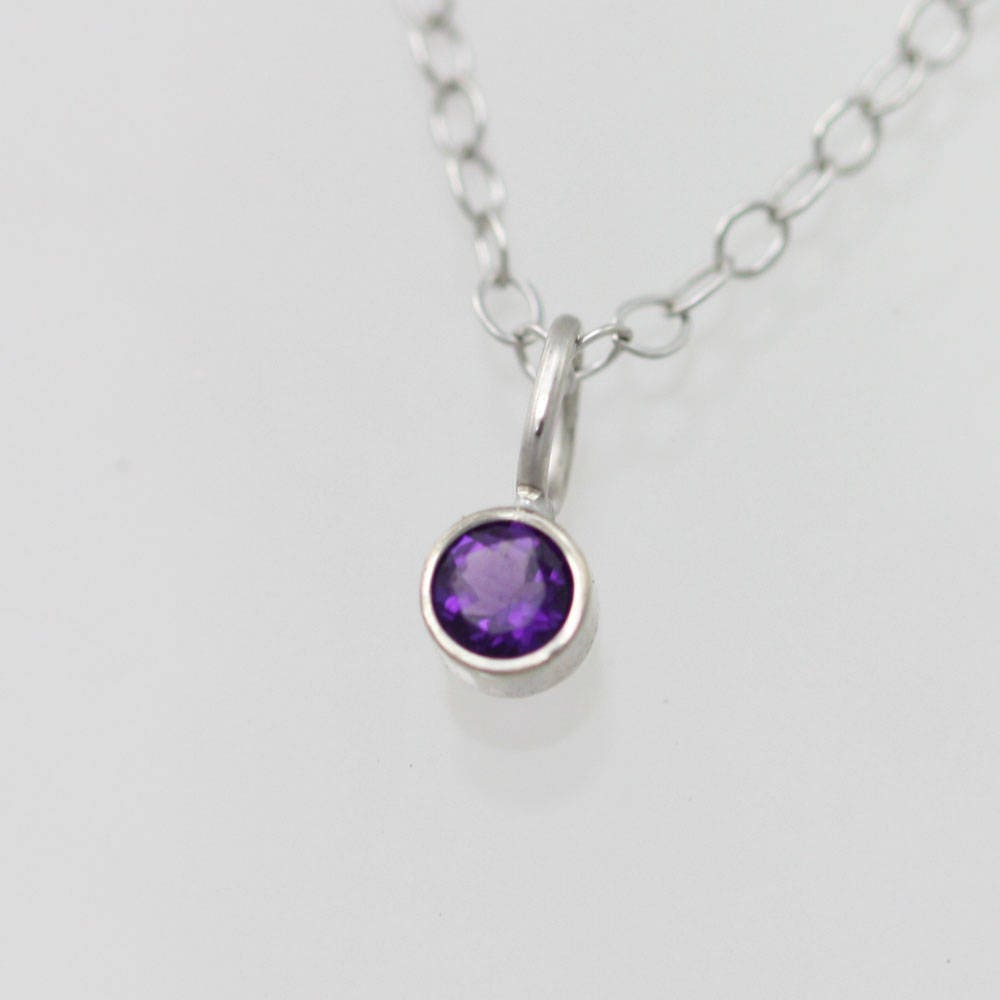 Amethyst Tropfen Kette 3 Mm in 585Er Weißgold von LaineBenthalldesigns