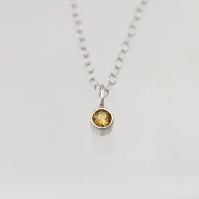 Citrin Tropfen Kette 3 Mm in 585Er Weißgold von LaineBenthalldesigns
