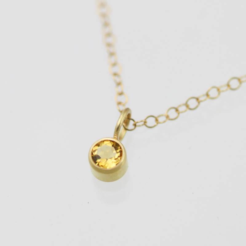 Citrin Tropfen Kette 4 Mm in 585Er Gelbgold von LaineBenthalldesigns