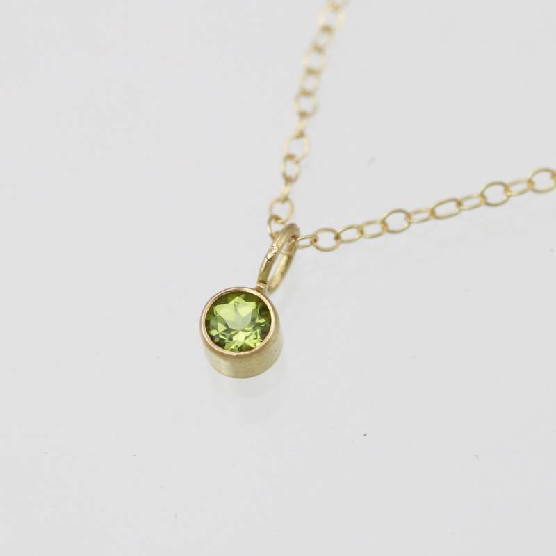 Peridot Tropfen Kette 4 Mm in 585Er Gelbgold von LaineBenthalldesigns