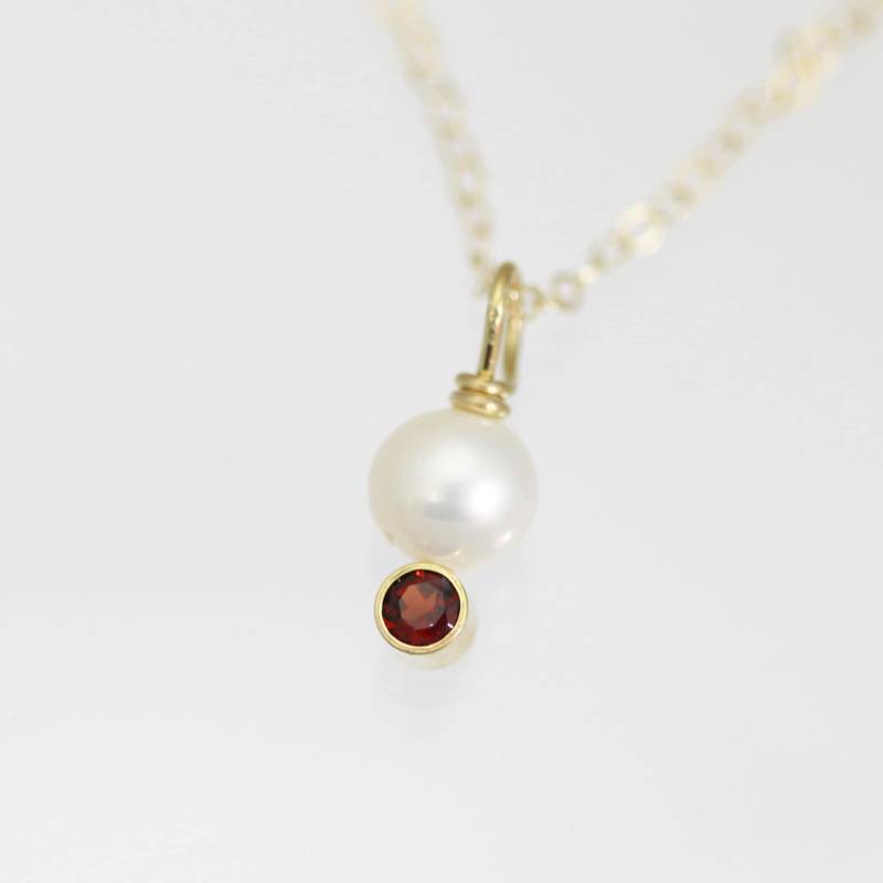 Perle Drop Neck Mit Geburtsstein 14K Gold | 16" Perle Drop Neck Mit Geburtsstein 14K Gold | 16" von LaineBenthalldesigns