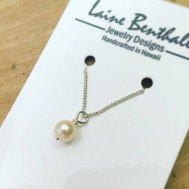 Perlentropfen Halskette in Sterling Silber Perlentropfen Halskette in Sterling Silber von LaineBenthalldesigns